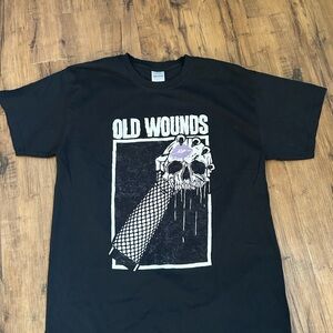 Vintage Old Wounds Band Tee  Black Graphic T-Shirt